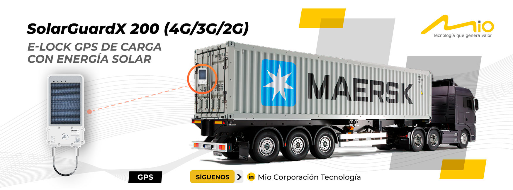 Mio Corporación Tecnología S.A.C. - SolarGuardX-200-(4G-3G-2G) - E-Lock GPS de carga con energía solar.