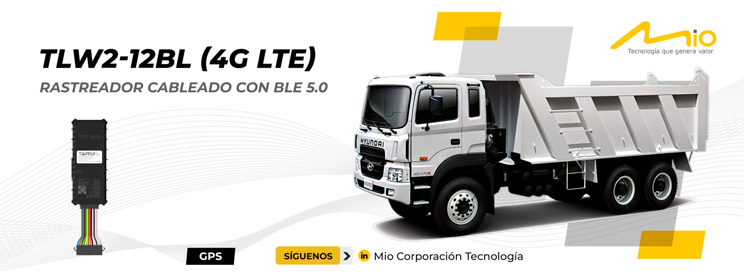 Mio Corporación Tecnología S.A.C. - TLW2-12BL-(4G-LTE) Rastreador cableado con Bluetooth 5.0